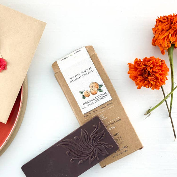 Orange Quinoa with Turmeric Chocolate Bar