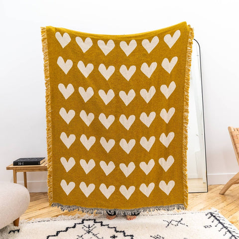 Heart of Gold Cotton Throw Blanket