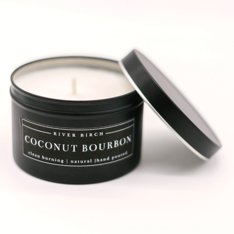 8oz Coconut Bourbon - Black Tin Soy Candle